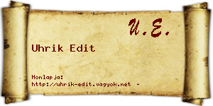 Uhrik Edit névjegykártya